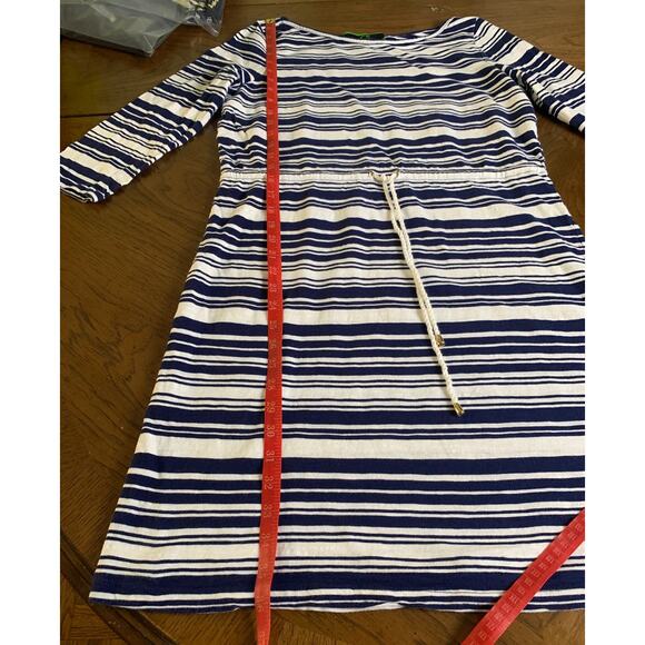 C Wonder Navy Blue Striped Drawstring Cotton Nautical Dress Size M - Picture 7 of 9